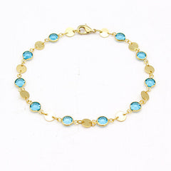 Giovani GOLD NYC 18K GOLD FILLED HIGH POLISH FINSH AQUAMARINE CRYSTAL ANKLE BRACELET