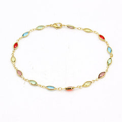 Giovani GOLD NYC 18K GOLD FILLED HIGH POLISH FINSH GOLD AND MULTI COLOR CRYSTAL OVAL ANKLET