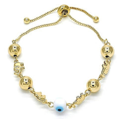 Giovani GOLD NYC Elephant Ball Evil Eye Adjustable Bracelet 14K Gold