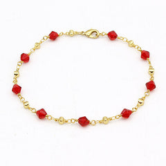 Giovani GOLD NYC 18K GOLD FILLED HIGH POLISH FINSH RED CRYSTAL ANKLE BRACELET