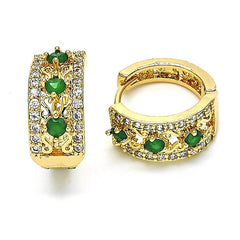 Giovani GOLD NYC 14k Gold Lab Created Emerald Hoop Earring Earrings