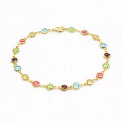 Giovani GOLD NYC 18K GOLD FILLED HIGH POLISH FINSH MULTI COLOR FLOWER CRYSTAL ANKLE BRACELET