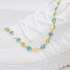 Giovani GOLD NYC 18K GOLD FILLED HIGH POLISH FINSH AQUAMARINE CRYSTAL ANKLE BRACELET