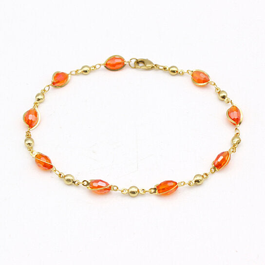 Giovani GOLD NYC 18K GOLD FILLED HIGH POLISH FINSH OVAL CRYSTAL ANKLE BRACELET