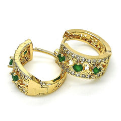 Giovani GOLD NYC 14k Gold Lab Created Emerald Hoop Earring Earrings