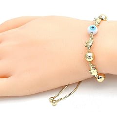 Giovani GOLD NYC Elephant Ball Evil Eye Adjustable Bracelet 14K Gold