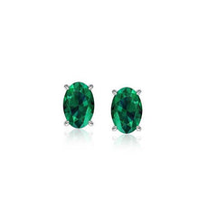 Giovani GOLD NYC GENUINE OVAL CUT EMERALD STUDS SET IN STERLING SILVER