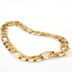 Giovani GOLD NYC Unisex 24K Yellow Gold 8mm Figaro Chain Bracelet 8"