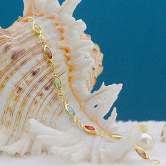 Giovani GOLD NYC 18K GOLD FILLED HIGH POLISH FINSH GOLD AND MULTI COLOR CRYSTAL OVAL ANKLET