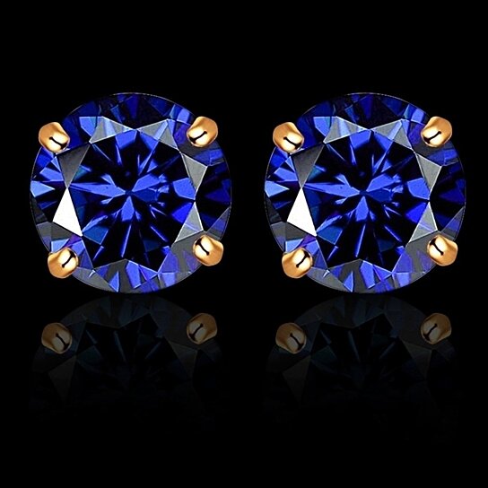 Giovani GOLD NYC 925 YELLOW TANZANITE STUD EARINGS