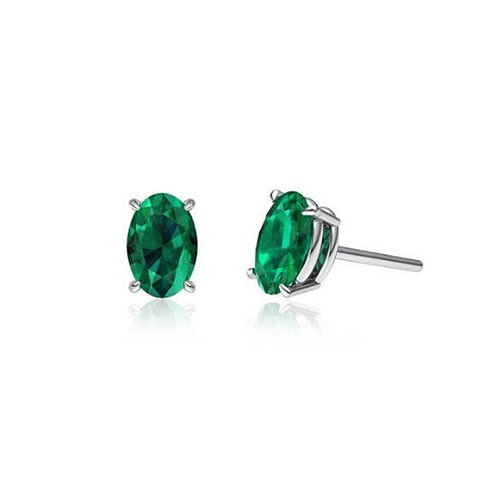 Giovani GOLD NYC GENUINE OVAL CUT EMERALD STUDS SET IN STERLING SILVER