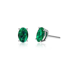 Giovani GOLD NYC GENUINE OVAL CUT EMERALD STUDS SET IN STERLING SILVER