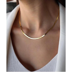 Giovani GOLD NYC 14k Gold Herringbone Necklace 20" Snake Chain, Elegant Gift for Mom or Mother's Day