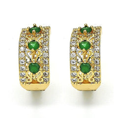 Giovani GOLD NYC 14k Gold Lab Created Emerald Hoop Earring Earrings