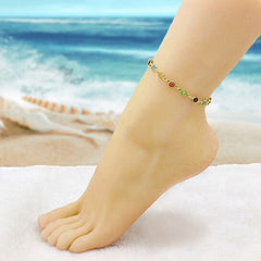 Giovani GOLD NYC 18K GOLD FILLED HIGH POLISH FINSH MULTI COLOR FLOWER CRYSTAL ANKLE BRACELET