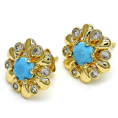 Giovani GOLD NYC 14K Gold Plated Flower Stud Earrings with Opal and Cubic Zirconia – High Polish Finish, Golden Tone
