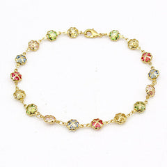 Giovani GOLD NYC 18K GOLD FILLED HIGH POLISH FINSH GOLD MULTI COLOR CRYSTAL ANKLET