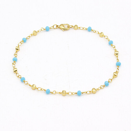 Giovani GOLD NYC 18K GOLD FILLED HIGH POLISH FINSH HIGH FINISH POLISH TURQUOISE BALL ANKLE BRACELET