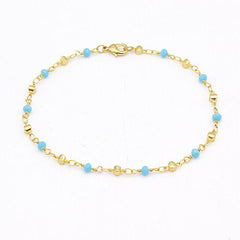 Giovani GOLD NYC 18K GOLD FILLED HIGH POLISH FINSH HIGH FINISH POLISH TURQUOISE BALL ANKLE BRACELET