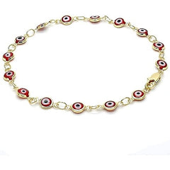 Giovani GOLD NYC 18K WOMEN'S GOLD FILLED HIGH POLISH FINSH RED EVIL EYE CLASP BRACELET 7.5 INCH
