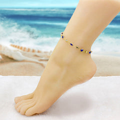 Giovani GOLD NYC 18K Gold Blue Crystal Ankle Bracelet