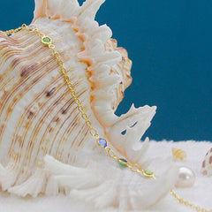 Giovani GOLD NYC 18K GOLD FILLED HIGH POLISH FINSH DAINTY MULTI COLOR CRYSTAL ANKLE BRACELET