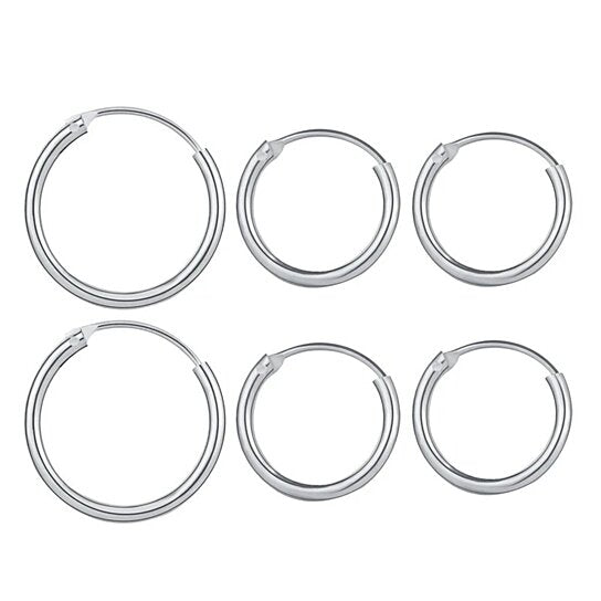 Giovani GOLD NYC Italian White Gold Endless Hoop Earrings (3 Pairs)