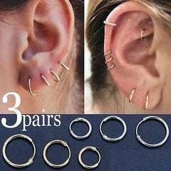 Giovani GOLD NYC Italian White Gold Endless Hoop Earrings (3 Pairs)