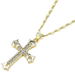 Giovani GOLD NYC Gold Plated Micro Pave Cross Charm Necklace – 20-Inch Chain, Polished Golden Tone