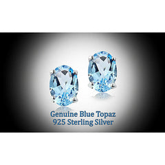 Giovani GOLD NYC WHITE GOLD GENUINE LONDON BLUE TOPAZ 5X7 OVAL STUD EARRINGS