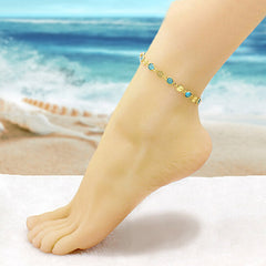 Giovani GOLD NYC 18K GOLD FILLED HIGH POLISH FINSH AQUAMARINE CRYSTAL ANKLE BRACELET