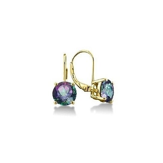 Gold 0.75 Carat CZ Gold Mystic Topaz Leverback Earrings sterling Silver