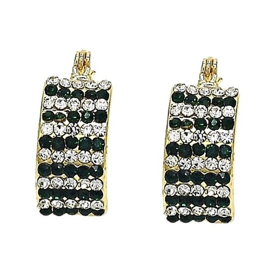 Giovani GOLD NYC 18K Gold-Filled Emerald Crystal Pavé Earrings – High-Polish Finish