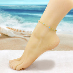Giovani GOLD NYC 18K GOLD FILLED HIGH POLISH FINSH HIGH FINISH POLISH TURQUOISE BALL ANKLE BRACELET