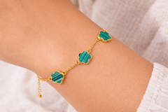 18K Gold Plated Clover Charm Bracelet – 6.5" with 2" Extension, 7 Color Options