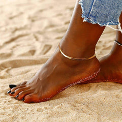 Giovani GOLD NYC Gold Magic Herringbone Flat Anklet