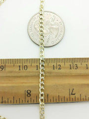 925 Sterling Silver Italian Solid Yellow Pave Cuban Curb Link Chain 16"-24" 2mm
