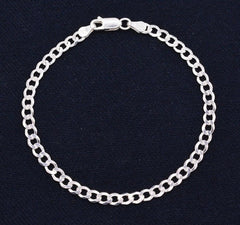 4mm Italian Miami Cuban Curb Link Bracelet Real Sterling Silver 925 7''