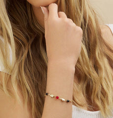 Giovani GOLD NYC 18K Gold Plated Red & Black Mariner Bracelet