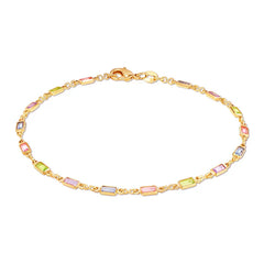 Giovani GOLD NYC 18K Gold Baguette Multi Stone Crystal Bracelet for Women- Made in Brazil