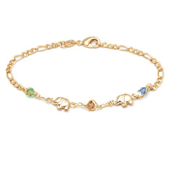 Giovani GOLD NYC 18K-Gold-Dainty Multicolor Figaro Elephant Good Luck Anklet