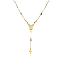 Giovani GOLD NYC 14K Gold Filled Multicolor Virgin Mary Rosary Necklace