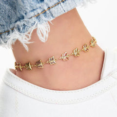 Giovani GOLD NYC 18K Gold Plated Multi Color Butterfly Crystal Anklet