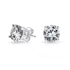 Classic Round and Princess Cut Stud Earrings – 2 Pair Set