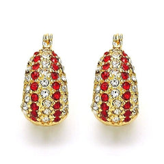 18K Gold-Filled High-Polish Red & White Crystal Earrings