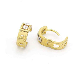 18K Gold Plated Huggee Earring's with Triple Stones