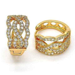 18k Gold Plated Diamond Accent Huggie Hoop Earrings