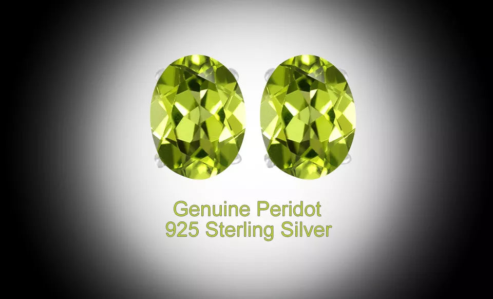 Giovani GOLD NYC Women's 925 Sterling Silver 4 Ct Peridot 6mm Oval Stud Earrings