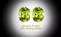 Giovani GOLD NYC Women's 925 Sterling Silver 4 Ct Peridot 6mm Oval Stud Earrings