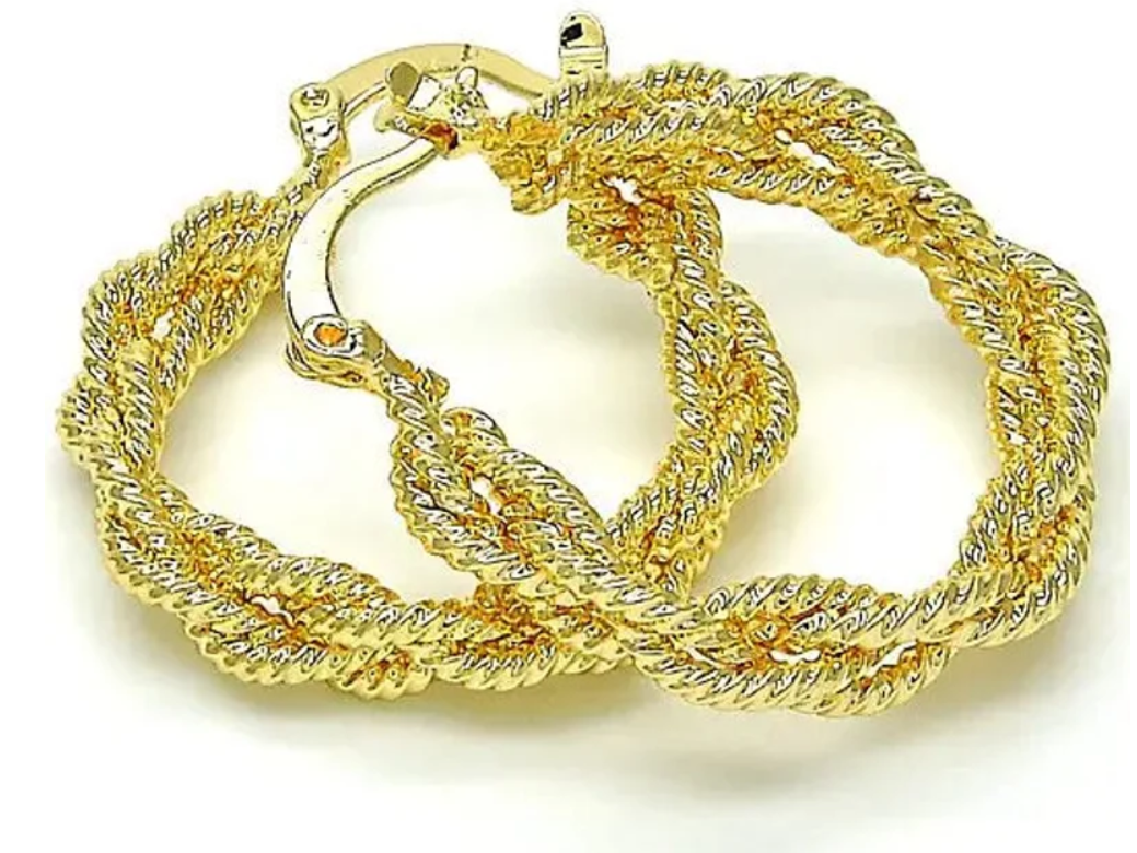 18K Gold-Plated Layered Twist Hoop Earring